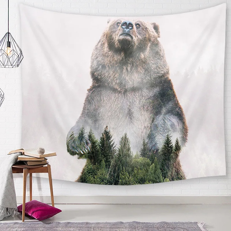 CAMMITEVER Зима Медведь Олень лес чувство дизайна гобелен настенный гобелен для спальни гостиной в общежитии Мода