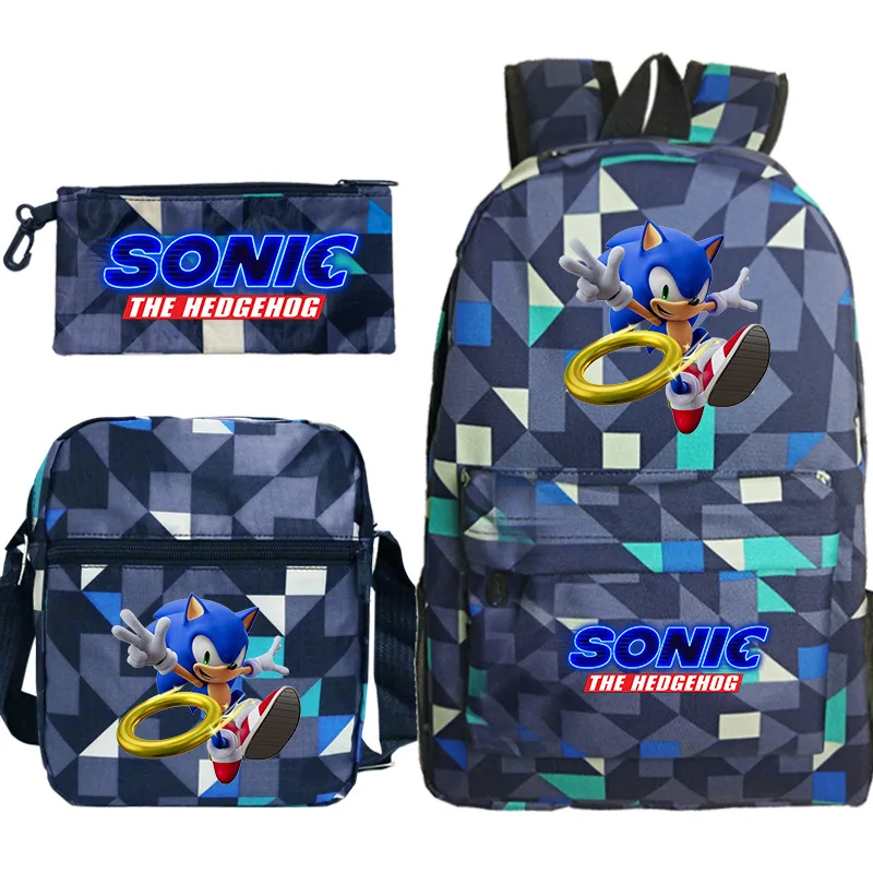 Mochila de lona Sonic de estilo popular para adolescentes, niños, niños, estudiantes, mochilas escolares, bolsa de hombro de viaje, bolsa para ordenador portátil Unisex