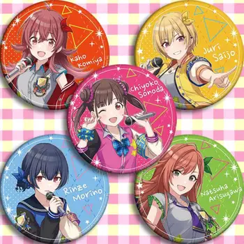 

5pcs/1lot Anime Kaho Komiya Chiyoko Sonoda Juri Saijo Rinze Morino Figure Badges Round Brooch Pin Gifts Kids Toy