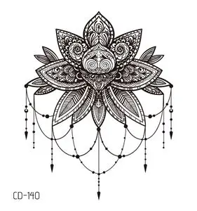 1 лист Для женщин сексуальные Руку поддельные тату серьги Henna Mandala цветок временные татуировки для девочек Красота Флора водостойкие татуировки индийские мехенди - Цвет: CD-140