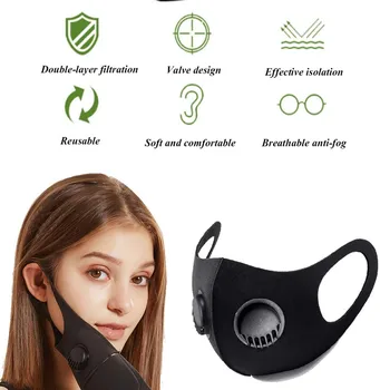 

3 Pack Washable Dust Breathable Face Mask with 9 filters and 6 Exhaust Valves Outdoor Washable Face Cover Earloop Mouth Mask