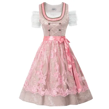 

A Line Dresses Women 3pcs Set German Bavarian Oktoberfest Costumes Dress+Apron Summer Knee Length Club Cocktail Party Dresses