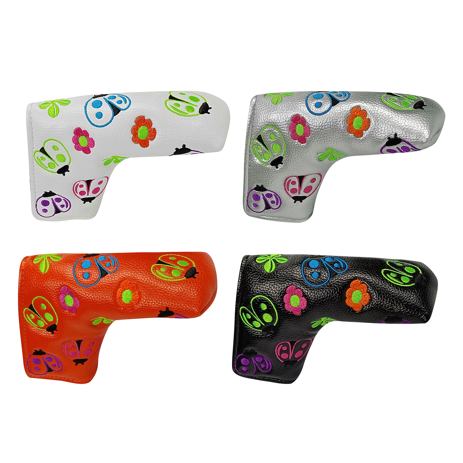 Putter Cover Headcover Golf Blade Putter Covers Closure w/ Flower & Insect