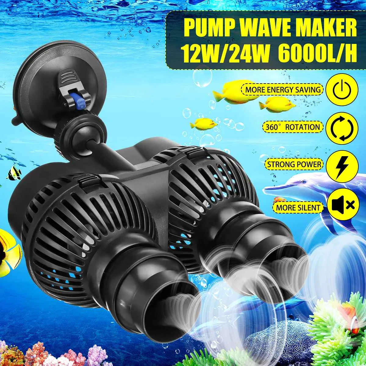 

Double-head Wave Maker Wavemaker Water Pump 220V 12W 24W for Aquarium Pond Fish Tank Aquarium Submersible Flow Pump