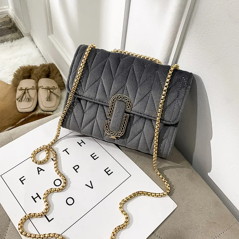 

High Grade Sense Graceful Velvet Rhombus Chain Bag 2020 Autumn And Winter New Style Mini Small Bag Crossbody Bag