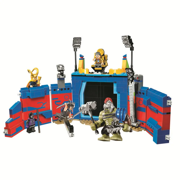 

Super Heroes Thor Vs. Hulk Arena Clash Ragnarok Guard Stage Model Building Blocks Toys Compatible with Legoinglys 76088