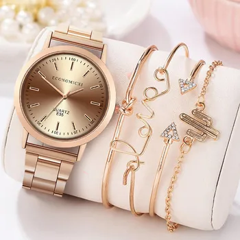 

ECONOMICXI Popular Quartz Watch Luxury Bracelet Gemstone LOVE Bracele Bracelet for Women's Watch Fashion Alloy Clock