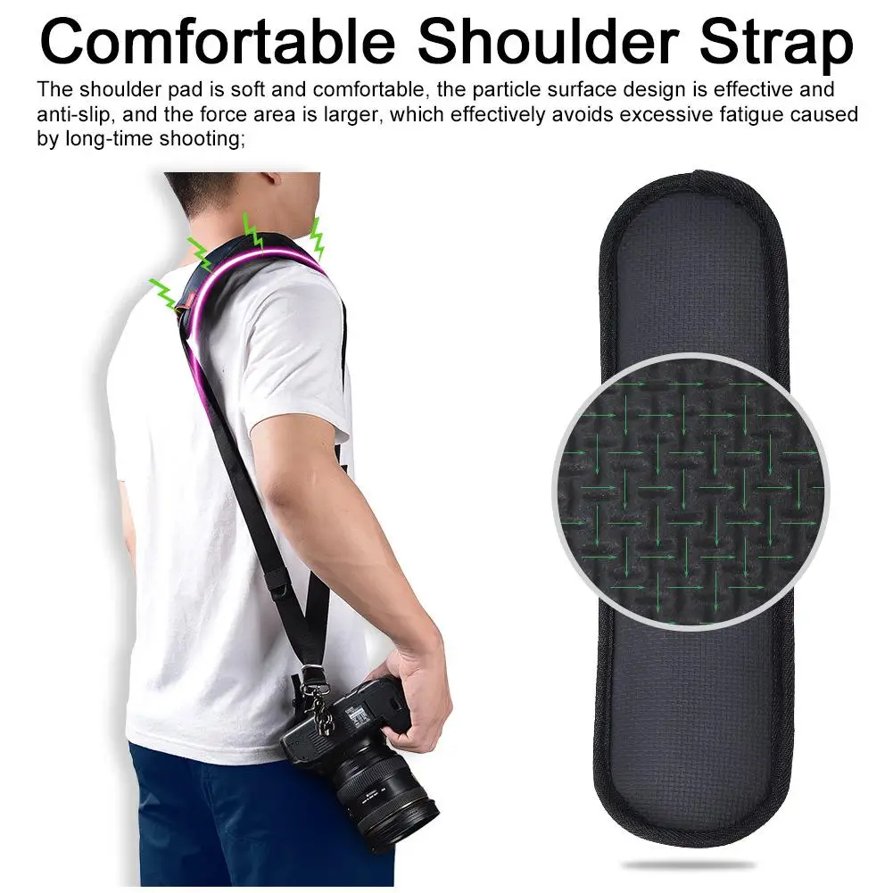 

Universal Slide Camera Strap With Quick-Release Buckles For Digital Camera Black Breathable Mesh Easy Access Quick Delivery