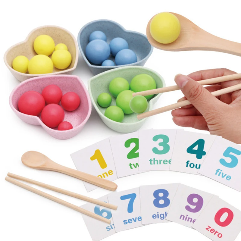 

Children Montessori Beads Toys Wooden Clip Beads Multi-functional Learning Math Toy Practise Chopsticks Early Educational Toys