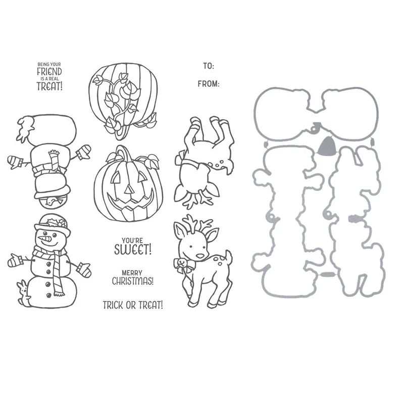 

Pumpkin tag Transparent Clear Stamps/coordinating die for DIY Scrapbooking/Card Making/Kids Christmas Fun Decoration Supplies