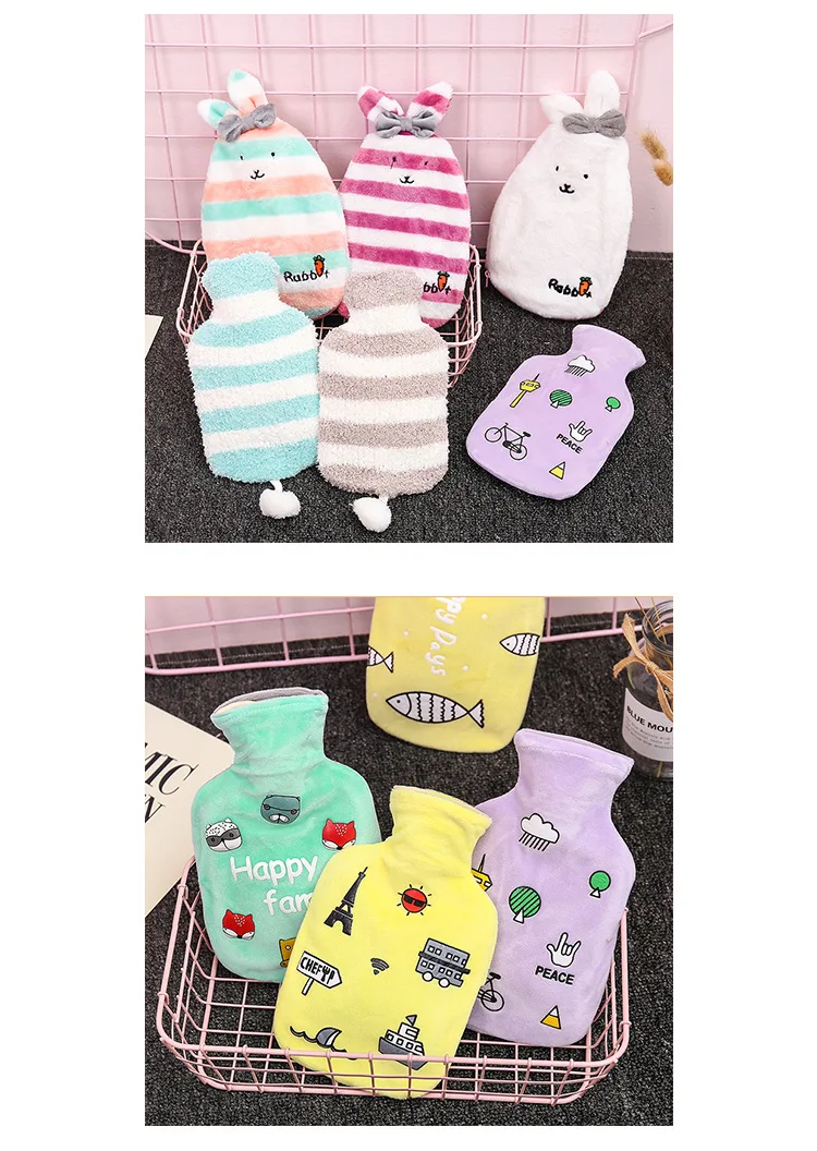R0055 Plush Hot Water Bag Water Injection Explosion-Proof Irrigation Mini Cute Hand Warmer Women's Warm Stomach Students Hot Wat
