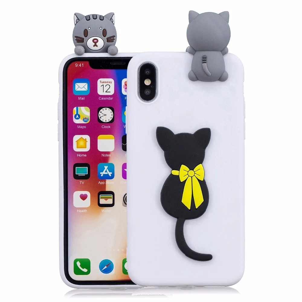 3D Мягкий Силиконовый ТПУ чехол для iPhone 7 8 Plus с милым рисунком мультяшный 11 X XS Max XR 6