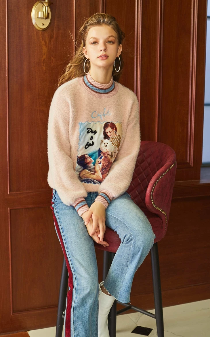 Vero Moda женский свободный крой цифровой печати бисером вязаный свитер | 319413523