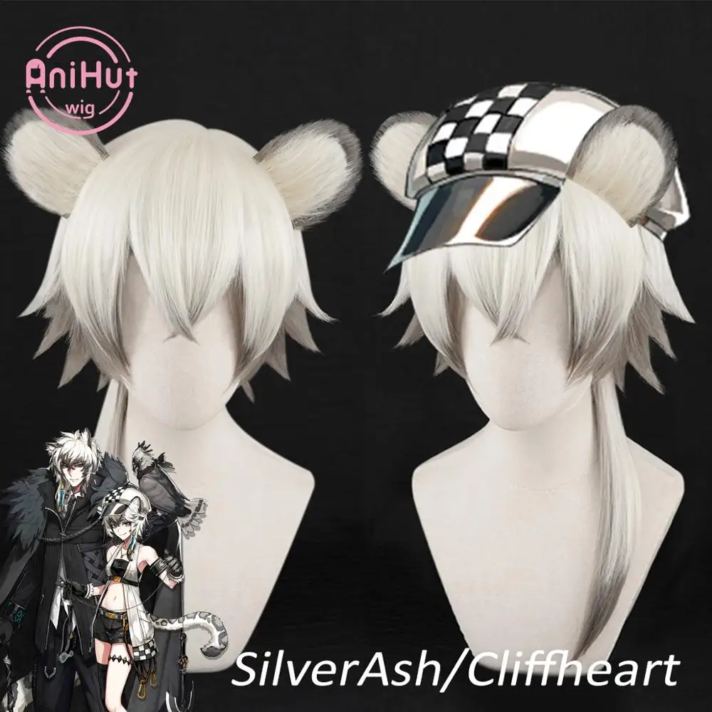 [Anihut】silverash Cliffheart] парик для косплея с ушками игра рыцаря термостойкий