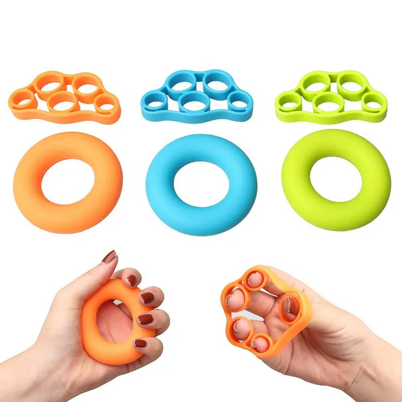

2pcs Hand Grip Strengthener and Finger Stretcher Silicone Finger Gripper Strength Trainer Ring Forearm Exercise Gym Fitness