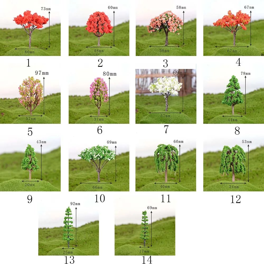 Plastic Mini Simulation Trees Kawaii Willow Sakura Mini Home Decoration Garden Microlandscape Miniatures Figurines