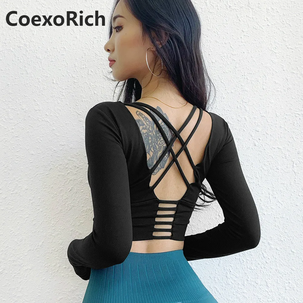 

Women Fitness Gym Shirt Long Sleeve Yoga Crop Top with Thumb Hole Sport Tshirt Quick Dry Workout T-shirt
