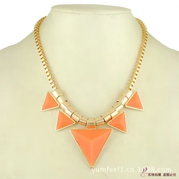 

the United States popular personality fashion Triangle resin necklace box chain new geometry figure jewelry wholesale