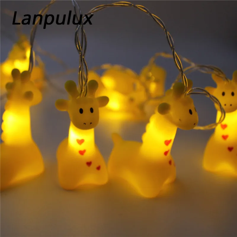 Lanpulux, милая гирлянда в виде животных, праздничные вечерние лампы, украшение, единорог, утка, собака, в форме бегемота, ночник, светильник, атмосфера