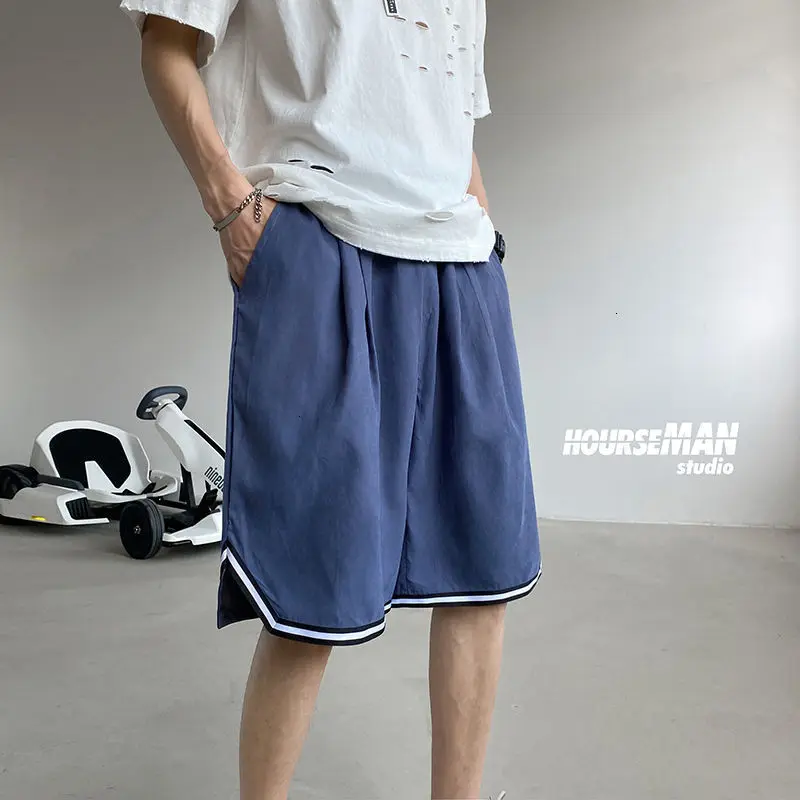 Privathinker-pantalones cortos informales de gran tamaño para hombre, ropa de calle coreana a la moda, hasta la rodilla, 2021