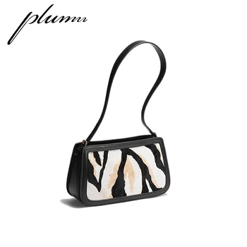 

Plumn Women's Armpit Bag Method Stick Bag Women's Bag Single Shoulder Messenger Bag Zebra Grain Leather Bag