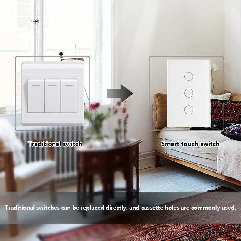 ZUCZUG US/EU Regulations Smart Switch 1/2/3 Gang WIFI Remotely Light Control Wall Switch For Alexa Goole Voice Control Switch