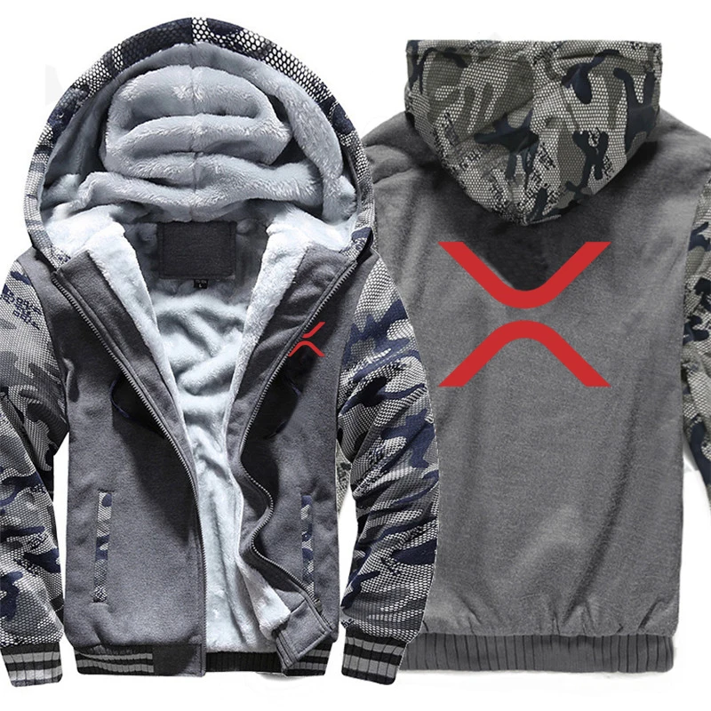 XRP (Ripple) Hoodies Men Cool Winter Thicken Wool Liner Cryptocurrency Crypto Sweatshirts Pullover 4