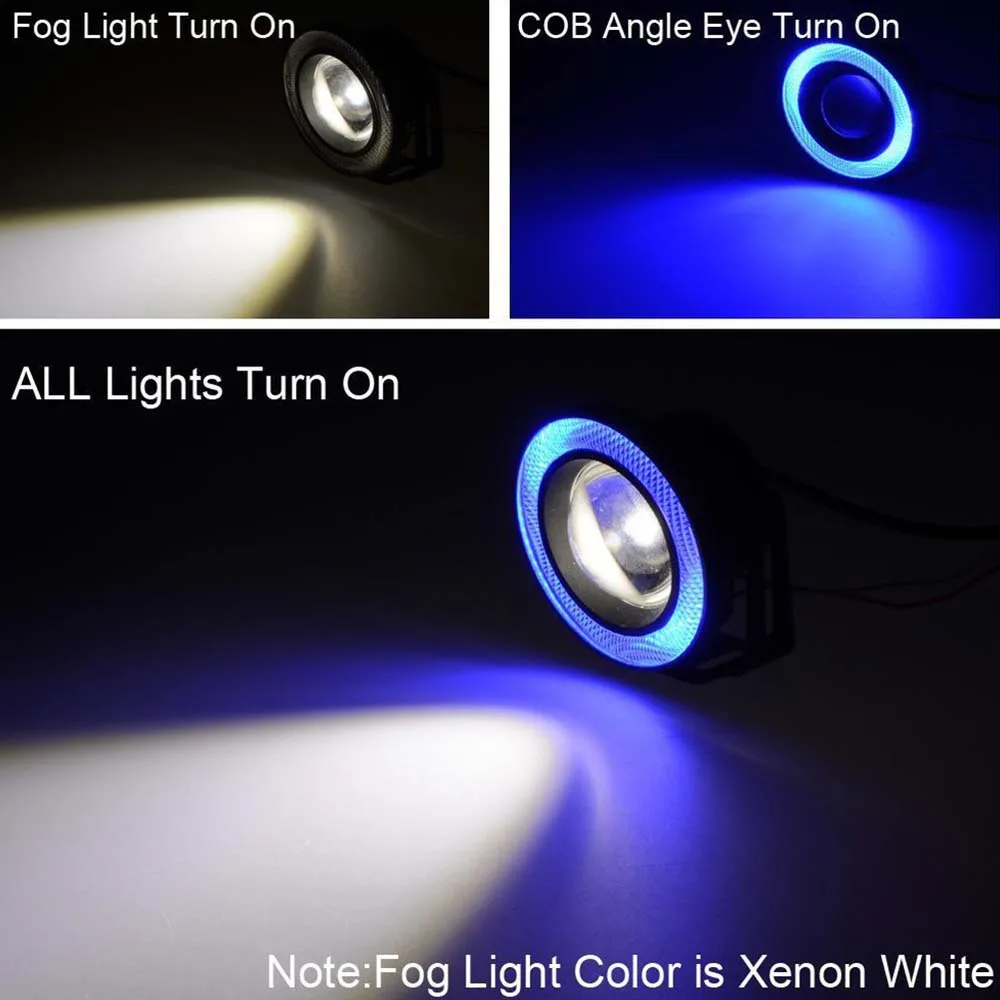 2pcs 12V Universal COB LED DRL Driving Lights White Blue Pink Yellow Green Red Angel Eyes Fog Lamp 2.5\ 2pcs 12V Universal COB LED DRL Driving Lights White Blue Pink Yellow Green Red Angel Eyes Fog Lamp 2.5\