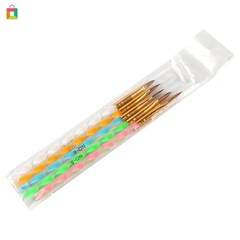 

BeautyBigBang 5 Pcs/Set Crystal UV Gel Nail Art Brush Colorful Spiral Painting Carved Nail Light Therapy Pen Set