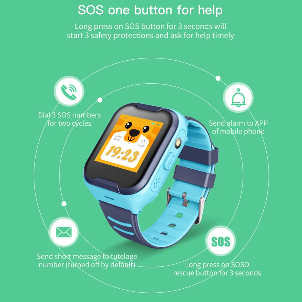 4G Children Smart Watch WIFI+GPS+ base station assisted positioning video call waterproof 630mah battery