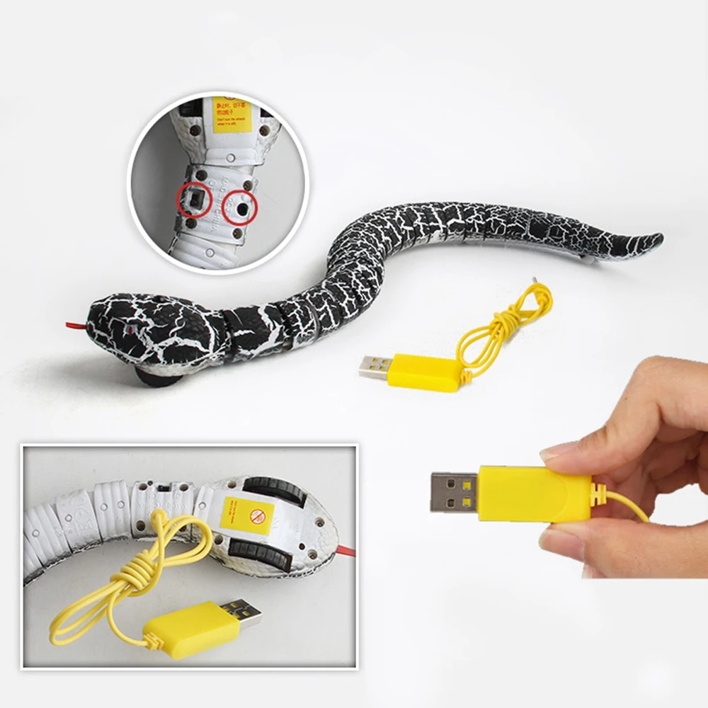 Simulation Remote Control Snake Rattlesnake Animal Trick Terrifying Mischief Toy Rechargeable Funny Joke Gift for Halloween