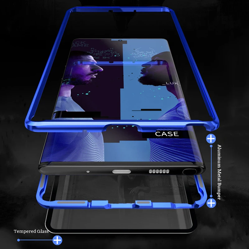 360 Полный Магнитный чехол для телефона для samsung Galaxy Note 10 Pro S10 5G S10 плюс A30 A40 A50 A70 металлический бампер Стекло S9 S8 A7 A8 чехол