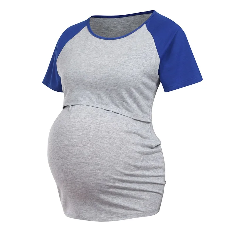 Impact shoulder sleeve pregnant women wear solid color breastfeeding T-shirt  nursing dresses breastfeeding  jacket for feeding