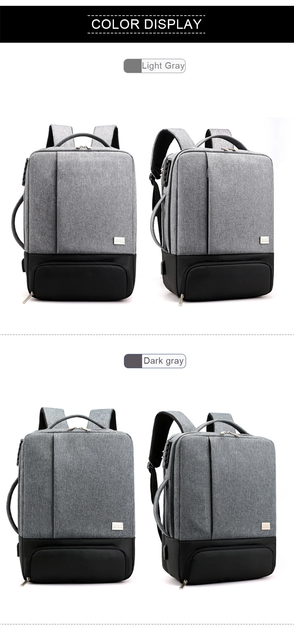 Мужской рюкзак, рюкзаки для ноутбука, 17 дюймов, 15,6 дюймов, Противоугонный мужской рюкзак для путешествий, офисный женский рюкзак для путешествий