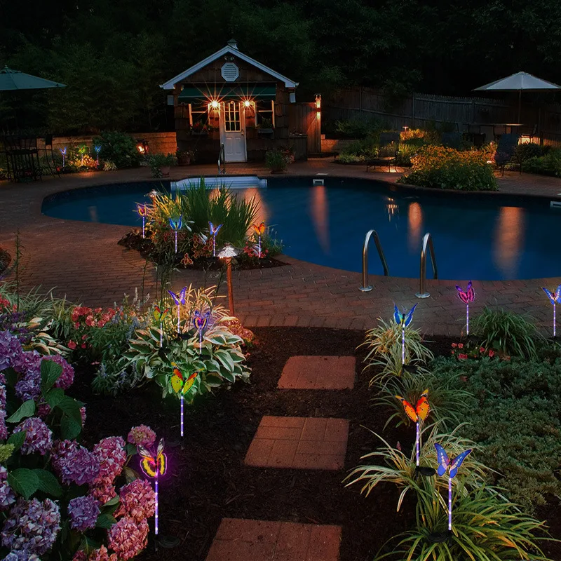 

Garden Colorful Butterfly LED Fiber Floor Outlet Lawn Lamp District Solar Courtyard Garden Outdoor Landscape Decoration