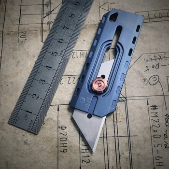 

Three Angle Figo Titanium Titanium Paper Knife Xia Mei knife CNC Titanium Horse Roasted Blue Unpacking Express One-handed Open