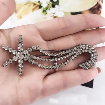 

2019 Korean Rhinestone Full Filled crystal Snow Flade Children super flash Side clip Hair Luxury Accessories Tiara Joyas