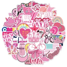 Autocollants lettres de dessin animé rose amour cœur, étiquette étanche, pour valise téléphone Notebook guitare tasse d'eau, jouet pour enfants, 10/30/50 pièces