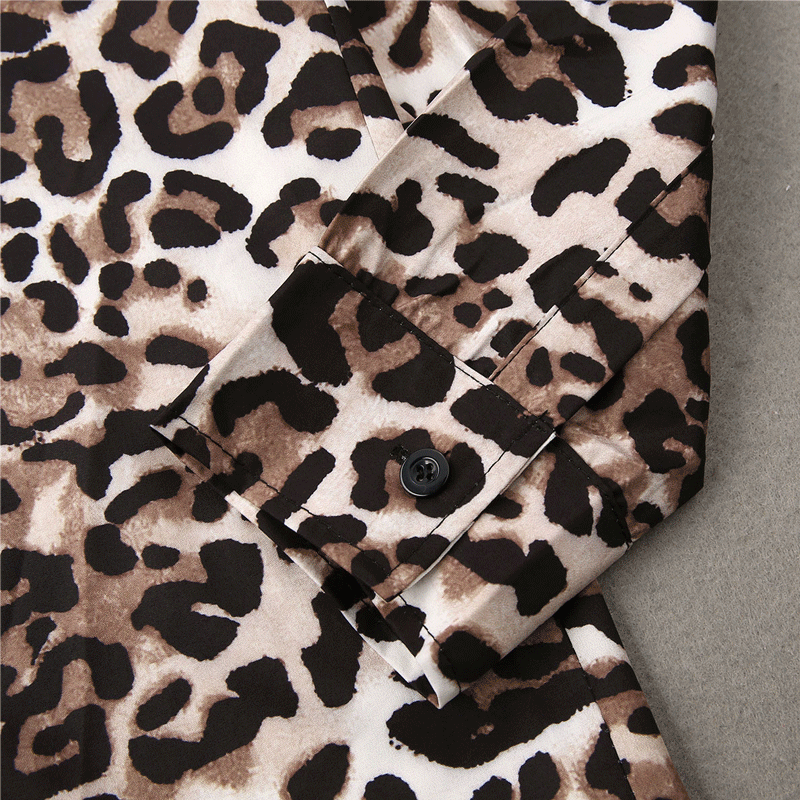 Mens Cotton Linen Long Sleeve Leopard Summer Shirts Slim Casual Loose Soft Male Autumn Fashion Tops Tee