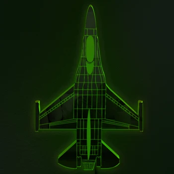 

Airplane Aviation 3D Deco LED Wall Light F-16 Fighting Falcon Jet Mirror with LED backlight Combat Aircraft Night Lamp