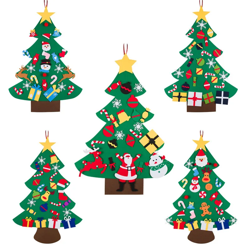 Искусственные DIY фетровые Рождественские елки детские игрушки Новогодний подарок на Рождество украшение для дома настенные подвесные елочные украшения