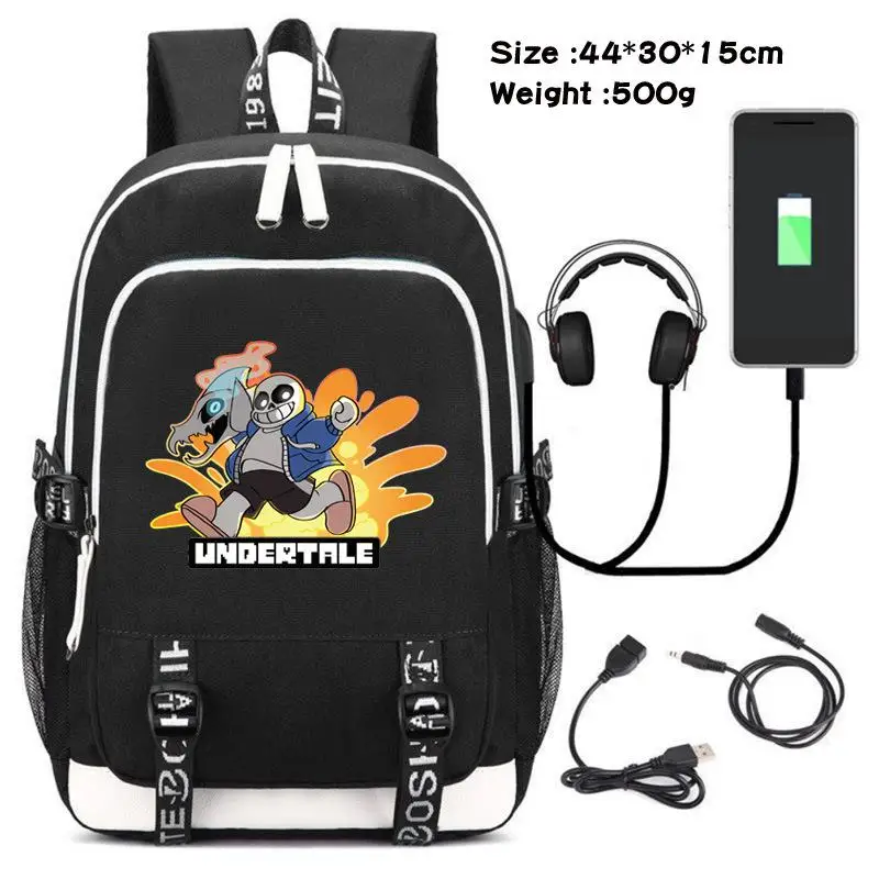 Игра Undertale Frisk Sans Papyrus рюкзак с принтом мультяшный рюкзак Usb зарядка компьютер Студенческая сумка underale ноутбук дорожная сумка - Цвет: 13