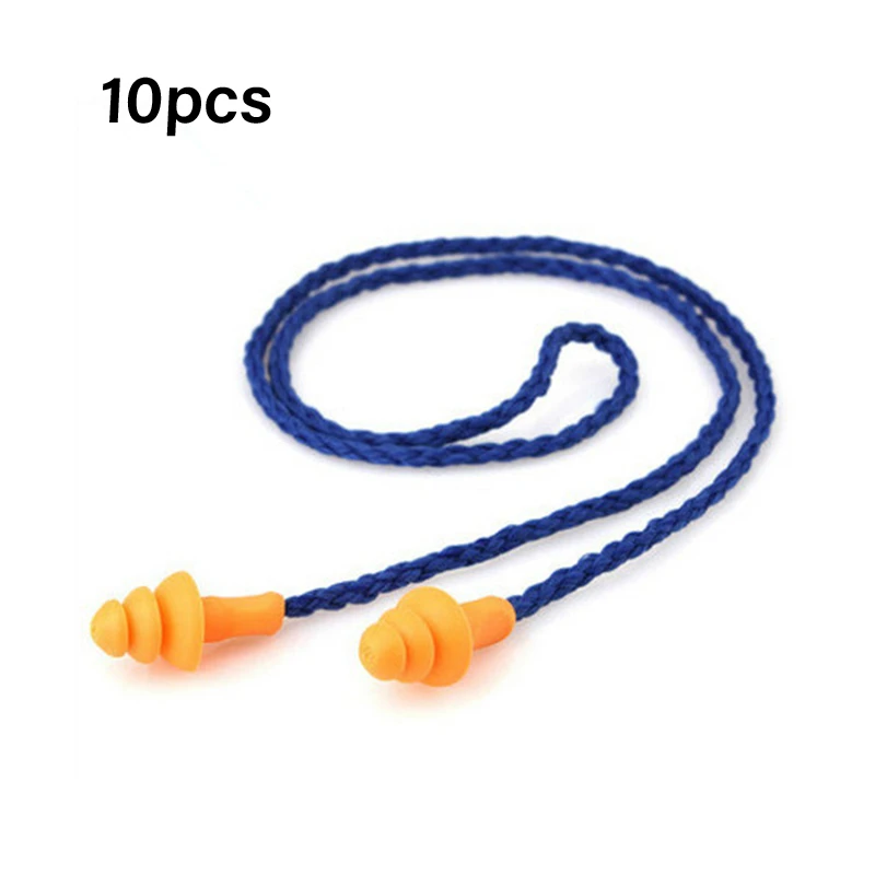 Tapones los oídos con cable de silicona suave, protectores reutilizables, protección auditiva, reducción ruido, trabajo seguro, cómodos, 10 Uds.| | AliExpress