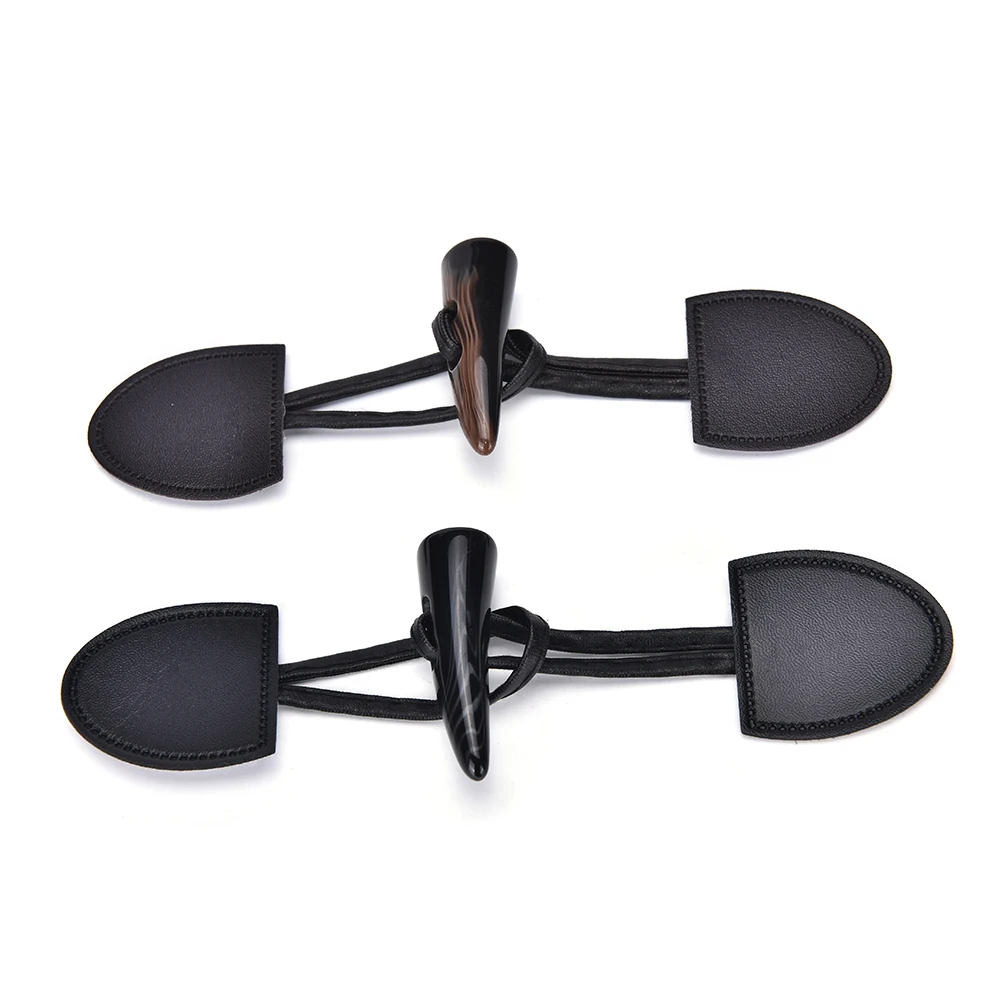 

1 Pcs For Coat Jacket Ox Horn Toggle Sewing Button Black Brown DIY Garment Accessory Black Coffee color