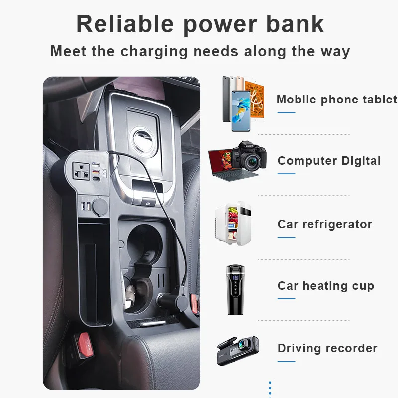 Car Inverter Storage Box with QC3.0 Quick Charging