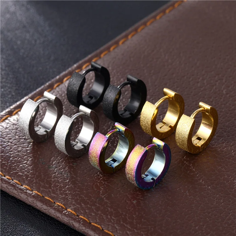 1Pcs Fashion Frosted Titanium Steel Ear Buckle Allergy Free Stainless Earrings Man Punk Personality | Украшения и аксессуары