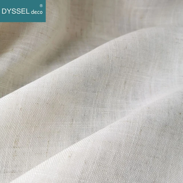 Modern Deco Linen Look Solid Home White Sheer European Style Window Curtains Grommet S Wave for Living Room Bedroom