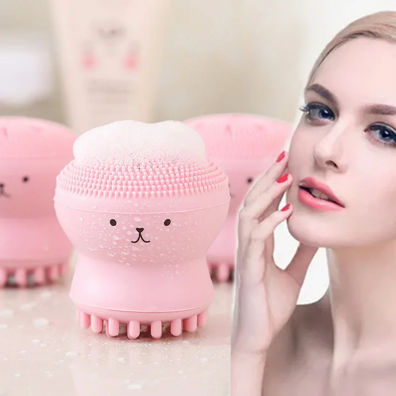 

Silicone Face Cleaning Brush Facial Cleanser Deep Pore Cleaner Exfoliator Face Scrub Washing Brush Skin Care Small Octopus Shape