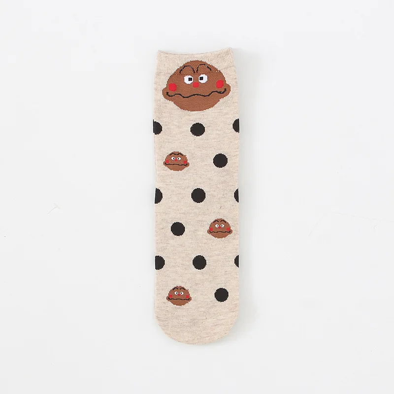 4 Носки с принтом аниме Anpanman baikinman Shokupanman Currypanman Dokin chan, осенне-зимние женские хлопковые носки, милые забавные мультяшные кавайные носки - Цвет: 4