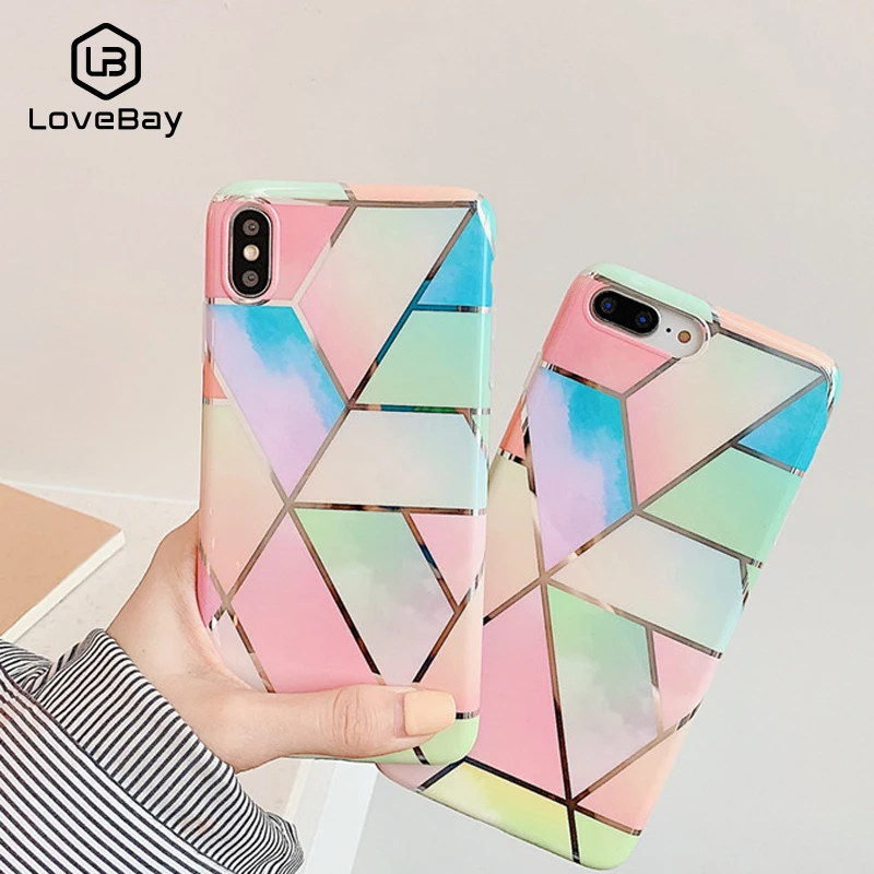 Lovebay геометрический чехол для телефона iPhone XR XS Max 6 6S 7 8 Plus X Цветная мраморная